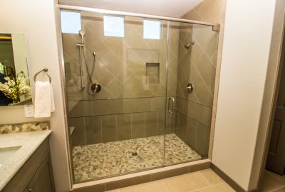 Walk-in Shower with Natural Stone Accents